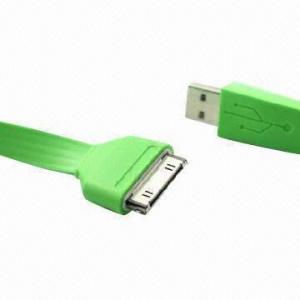China Prolate USB Cable for iPad/iPhone/iPod, with 12mm Width, Various Colors are Available wholesale