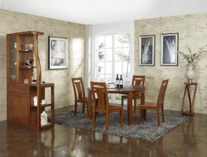 China Nanmu solid wood Dining room furniture 1.35m flexible Round table and Chairs Tall wine cabinet with buffet wholesale