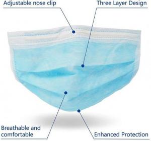 China Non Irritating 3 Ply Disposable Face Mask , Anti Virus Earloop Medical Mask wholesale