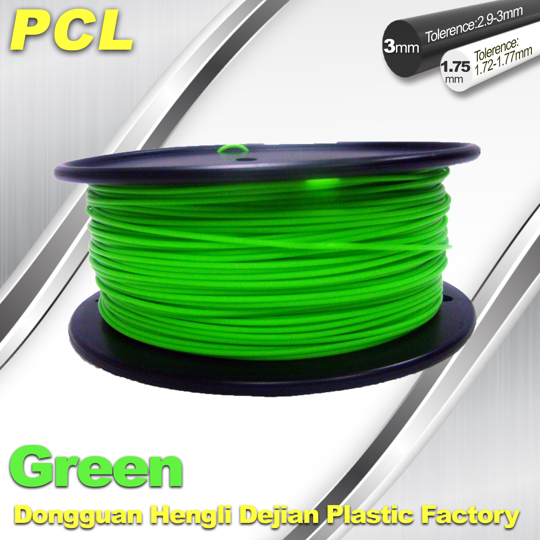 China Green Low Temperature 3D Printer Filament , 1.75 / 3.0mm PCL Filament wholesale