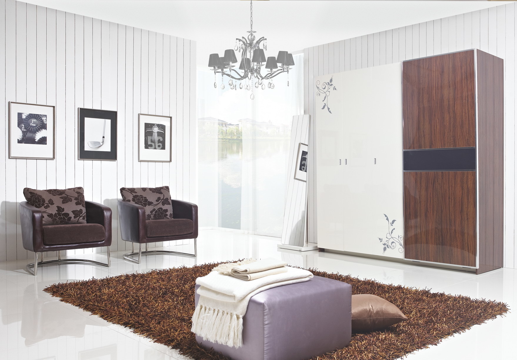 China Apartment interior project Custom Furniture Modern Wooden Sliding door Wardrobe closet wholesale