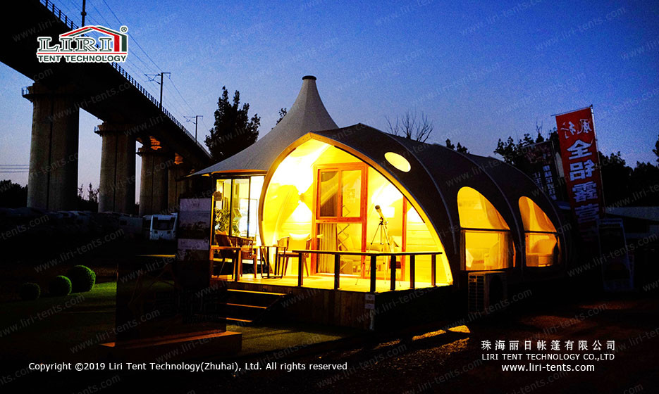 China Waterproof Outdoor Heavy Duty Luxury Shell Shape Glamping Tent Safari Tent Shell Manufacturer wholesale