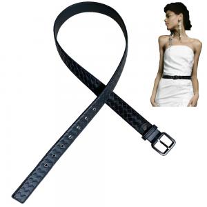 China 7 pin buckle Knitted Leather Belt , Ladies Skinny Belt 1.25In Width wholesale