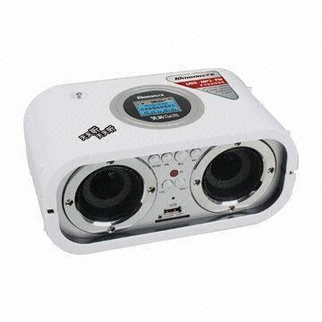 China LCD Display SD/MMC and USB Card Reader Portable Speaker with FM Radio + Remote Control wholesale