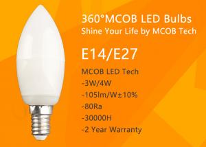 China MCOB 4W Dimmable C35 E14 LED Bulbs, 40W Incandescent Bulbs Equivalent, Candelabra Bulbs, 440lm, 180° Beam Angle, Warm Wh wholesale