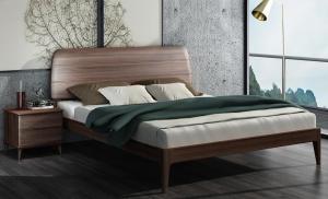 China 2017 New Walnut Wood Bedroom Furniture Nordic design King size bed wholesale