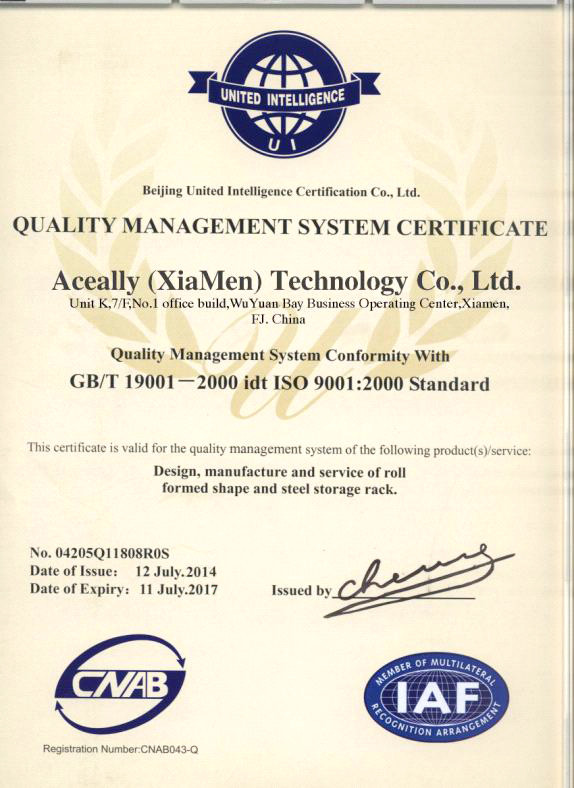 Aceally (Xiamen) Technology Co., Ltd Certifications
