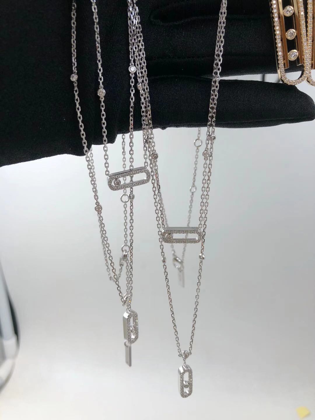China Customized 18K White Gold Pendant Necklace Vvs Diamond Messika wholesale
