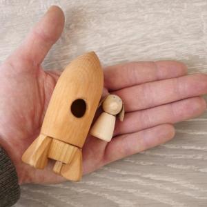 China Multifunctional Wooden Rocket Toy , Wooden Activity Rocket With Astronaut Dog wholesale