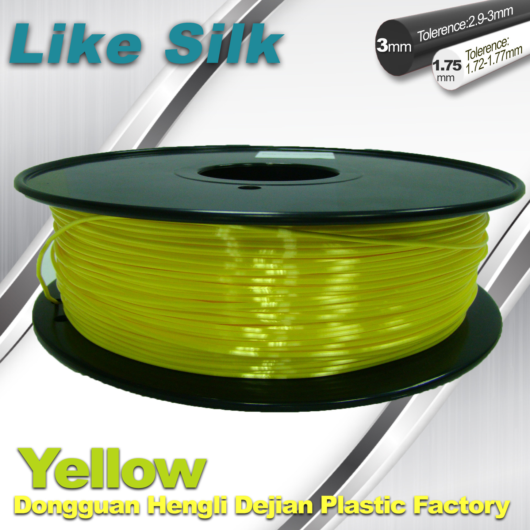 China Yellow Colors 3D Printer Filament Polymer Composite ( Like Silk ) 1.75mm / 3.0mm Filament wholesale