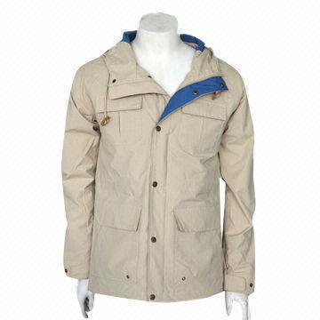China Men's Outdoor Casual Windbreaker/Jacket/Leisure Coat with Fixed Hood, in Khaki  wholesale