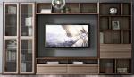 2017 New Walnut Wood Furniture Design Living room Combined TV Wall Units by Tall
