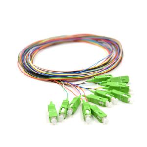 China 0.9mm Pigtail Single Mode , 1m SC APC Single Mode Pigtail 12 Core For FTTx Network wholesale