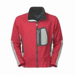 China Men's Outdoor Wear with Waterproof Zipper, Laser Cut Pocket and 3-layer Soft Shell wholesale