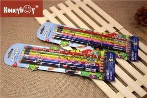 China Custom Printed Shrink Film Pencil Personalized LOGO School 2B HB Lead Wooden Pencil With Eraser wholesale