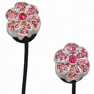China Noise-canceling Crystal/Diamond Earphones for iPad/iPhone, OEM Orders are Welcome wholesale