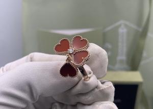 China Customized Rose Gold Van Cleef And Arpels Flower Ring With Carnelian wholesale