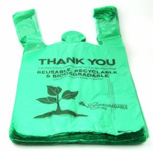 China 40 % Biobased Biodegradable Plastic Shopping Bags Green Color 16 / 18 Mic wholesale