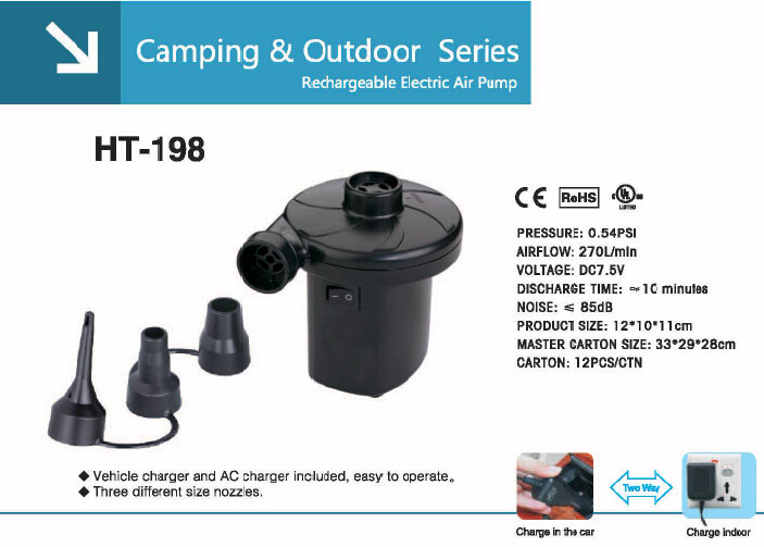 China HT-198 Rechargeable Electric Air Pump In Camping &amp; outdoor wholesale