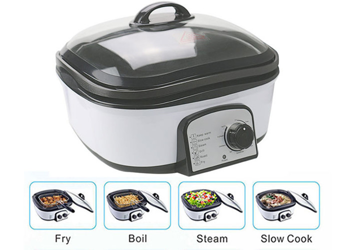China Slow Small Electric Multi Cooker Glass Cover With Stainless Steel Steamer Rack wholesale