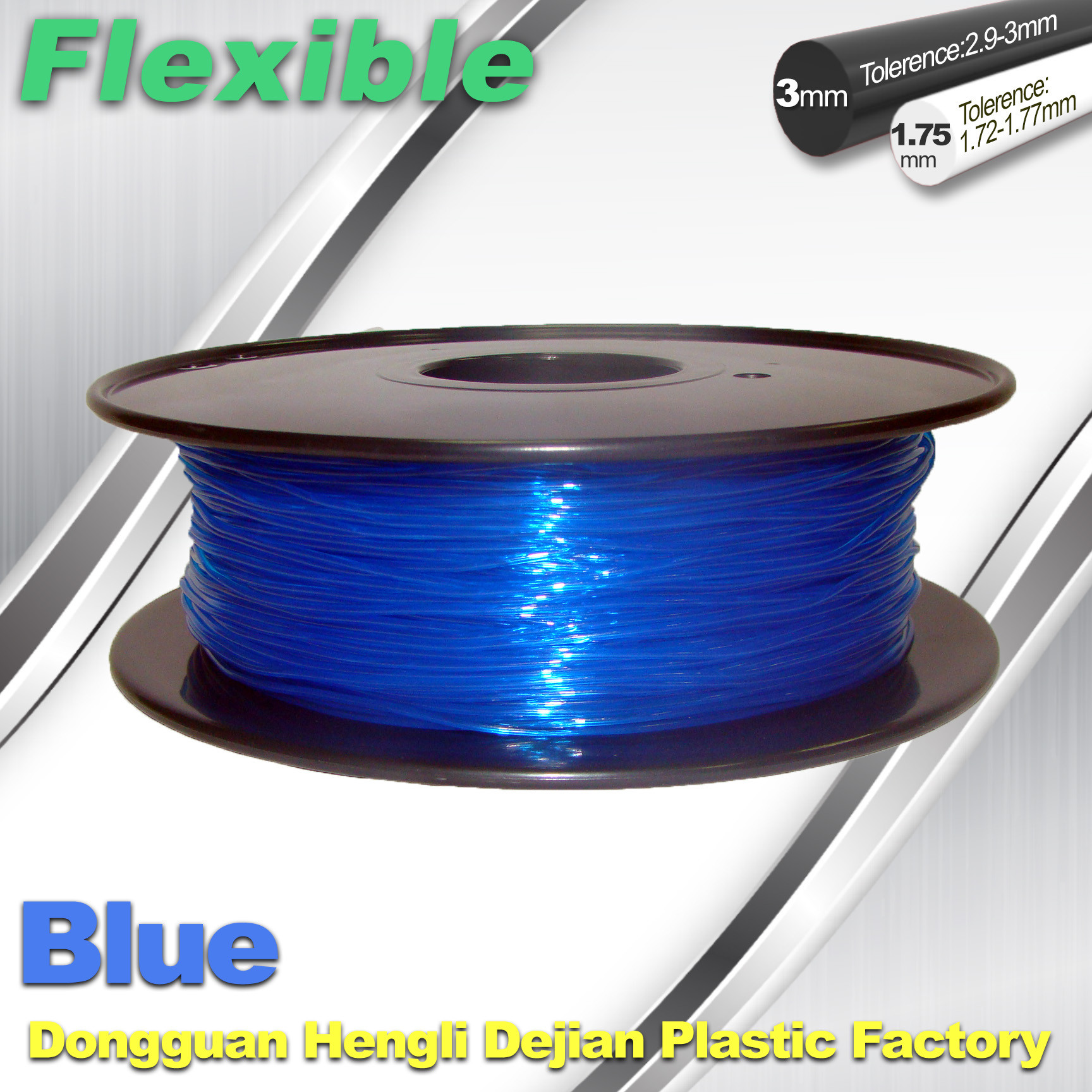 China High Soft TPU Rubber 3D Printer Filament 1.75mm / 3.0Mm In Blue wholesale