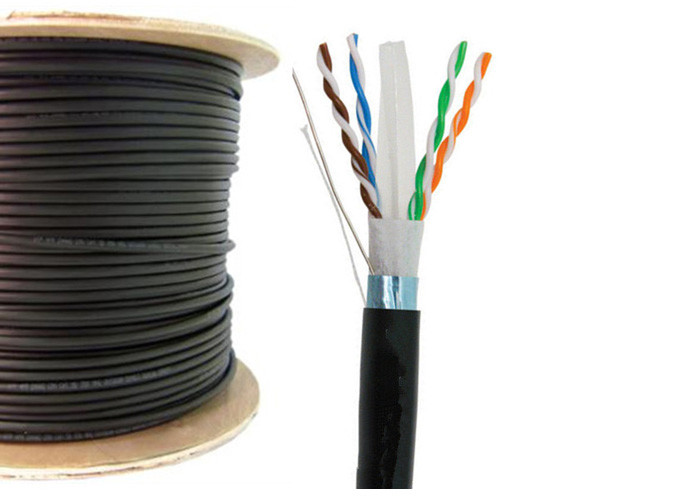 China Outdoor Double Sheath Bulk CAT Cable Direct Burial UTP / FTP Black Color wholesale