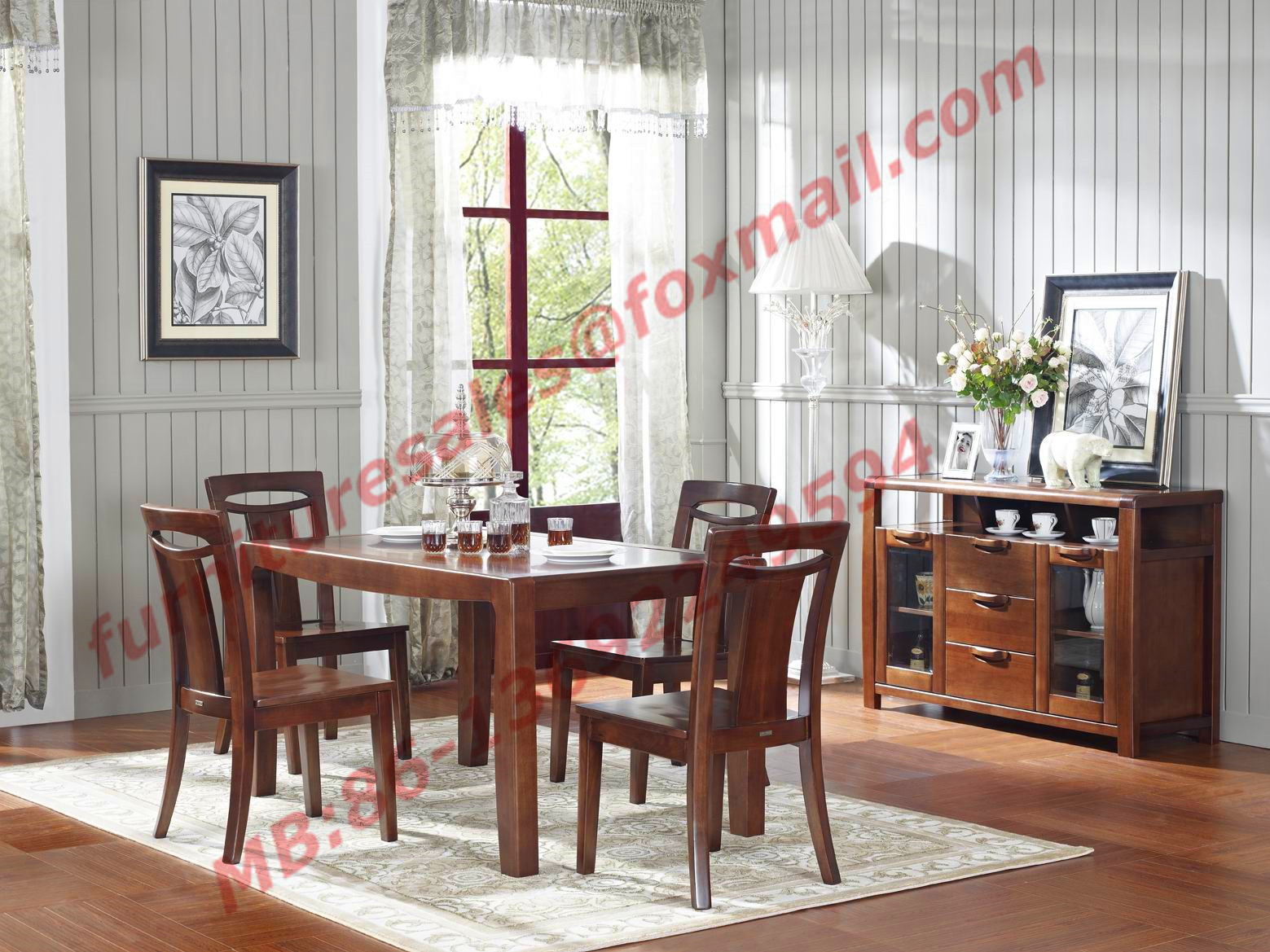 China High Quality Solid Wooden Furniture Dining Table with Chair wholesale