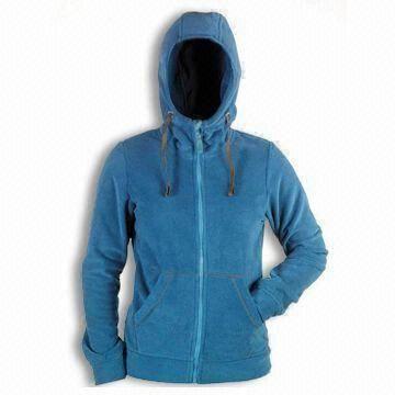 China Women's Polar Fleece Jacket with Flat Contrast Stitching and Plastic Zipper wholesale