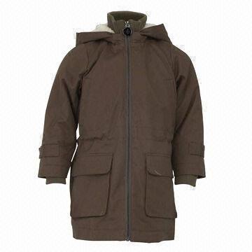 China Women's winter long jacket/coat, made of nylon fabric and PU coat wholesale
