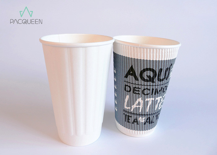 China Insulated Embossed Wall Ripple Paper Cup Custom Printed For Hot Espresso wholesale