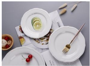China Wedding Melamine Dinnerware Sets White Round Plate Elegant Design wholesale