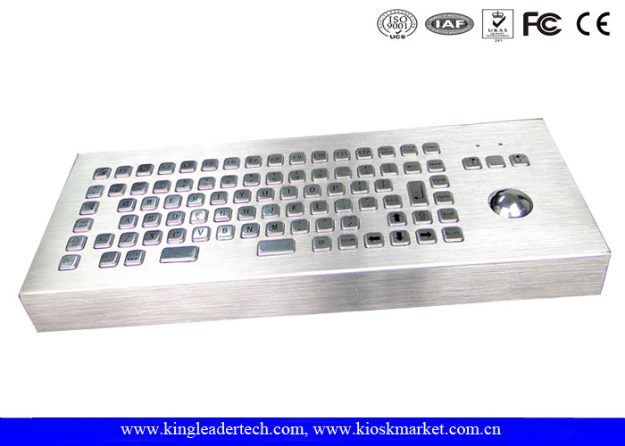 China Desktop 86 Keys Waterproof Metal Keyboard With Integrated Trackball wholesale