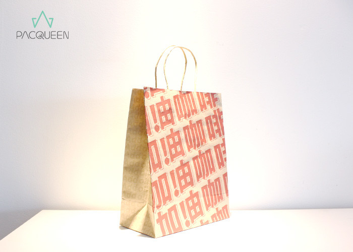 China Industrial Custom Paper Bags , Take Away Food Bags Twisted Handle wholesale