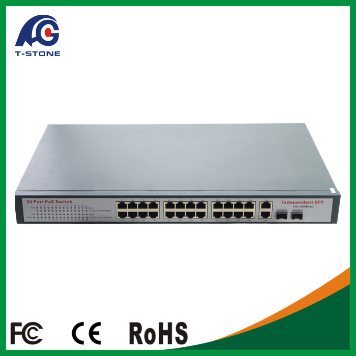 China China Manufacturer! 24 Port 10/100Mbps Unmanaged PoE Switch with 2 Gigabit Combo wholesale