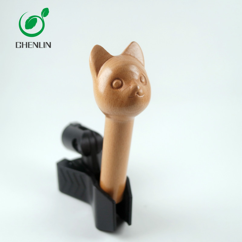 China Cat Head Wooden Umbrella Handle Hand Carved Crack Resistant wholesale