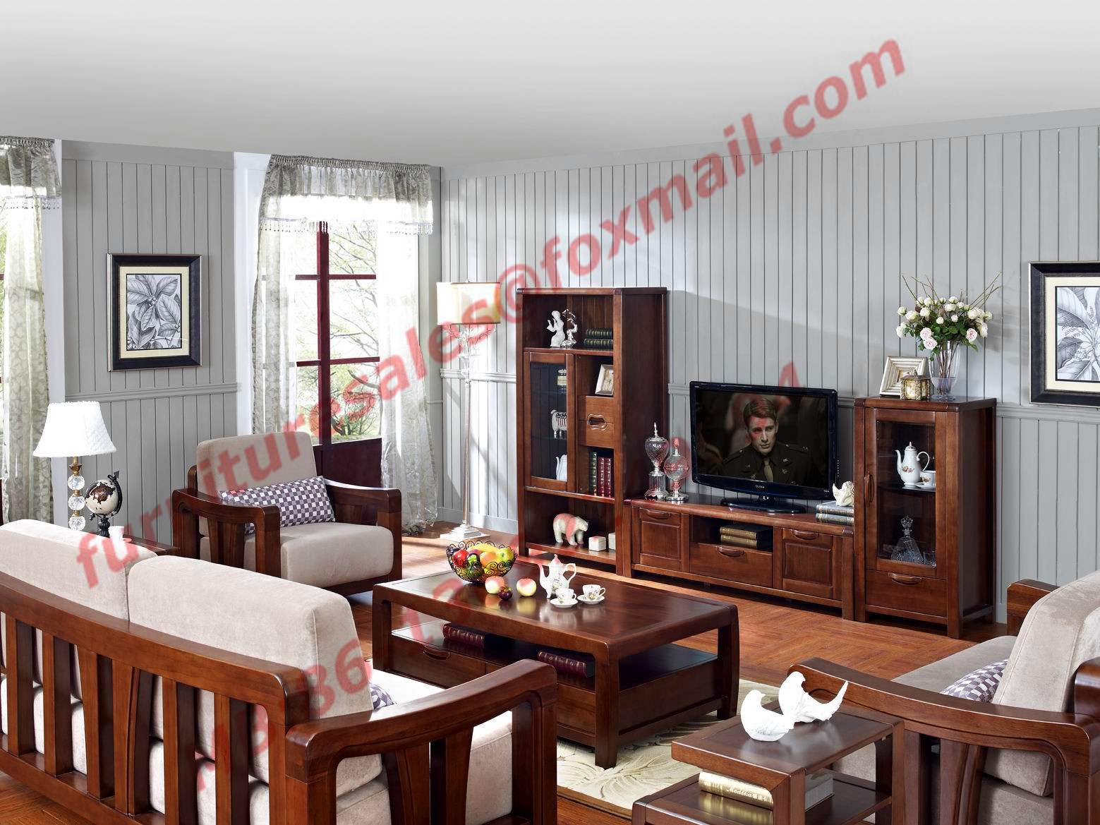 China High Quality Solid Wooden Frame with Upholstery Sofa Set wholesale