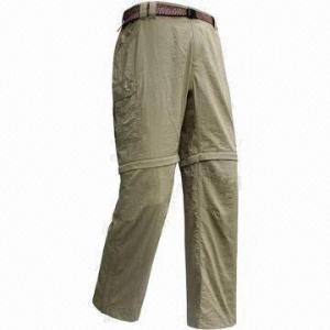 China Men's Technical Zip-off Pants, Various Colors are Available wholesale