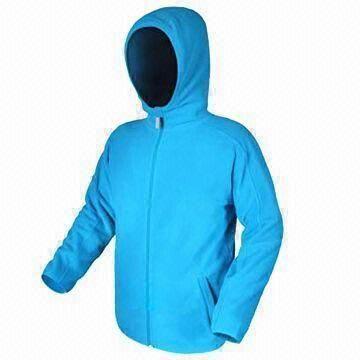 China Men's Hooded Fleece Jacket with Nylon Short Zipper at Front wholesale