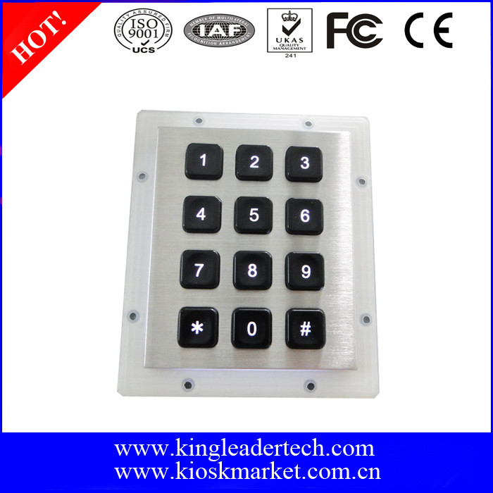 China Stainless Steel Backlit 12 Key Numeric Keypad With Matrix 3x4 wholesale