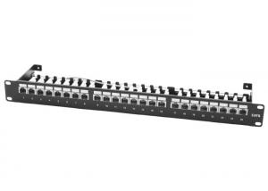 China Cold Rolled Steel Cat6 Shielded Patch Panel , Screened 568A B 24 Way Patch Panel wholesale
