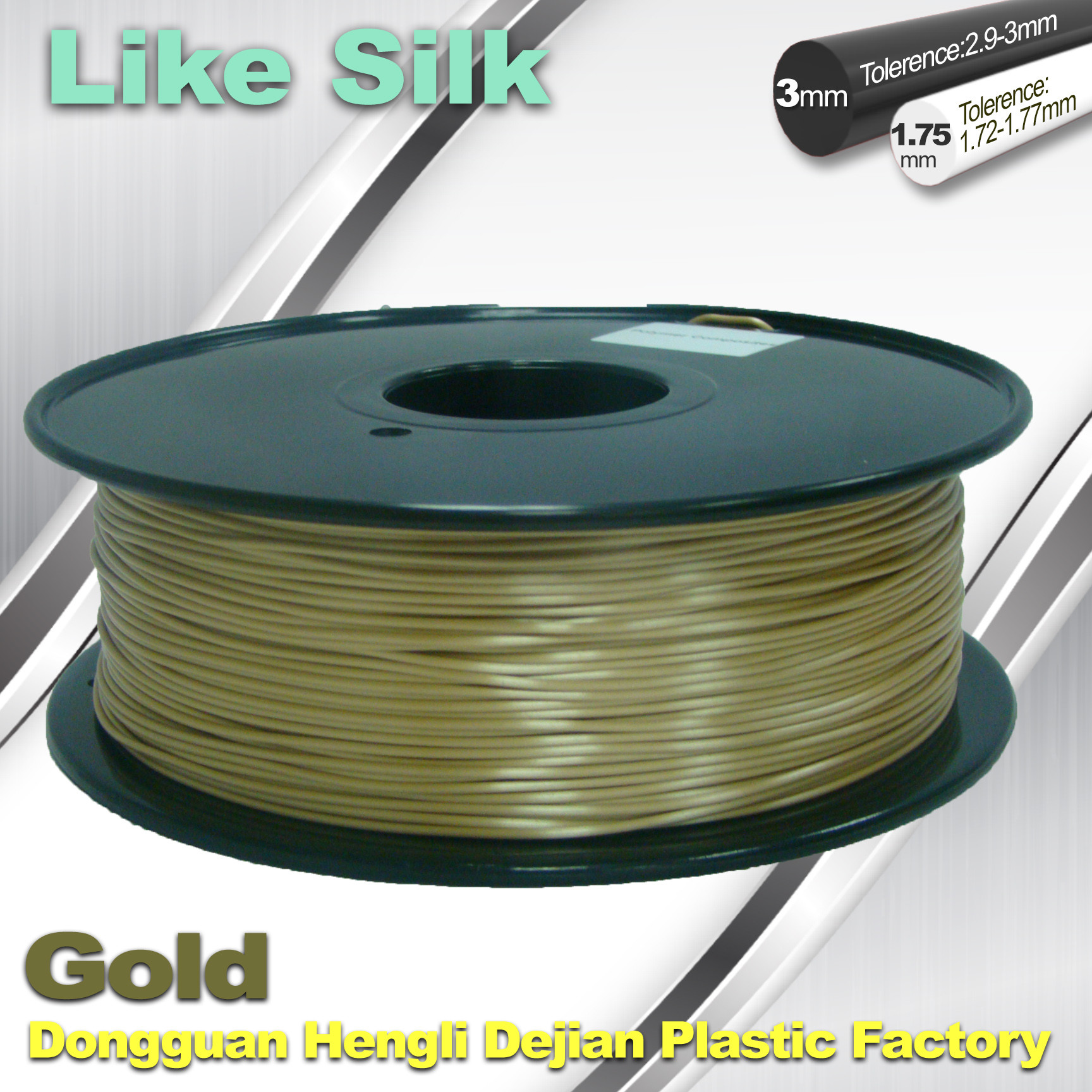 China Polymer Composites 3D Printer Filament , 1.75mm / 3.0mm , Gold Colors. Like Silk Filament wholesale