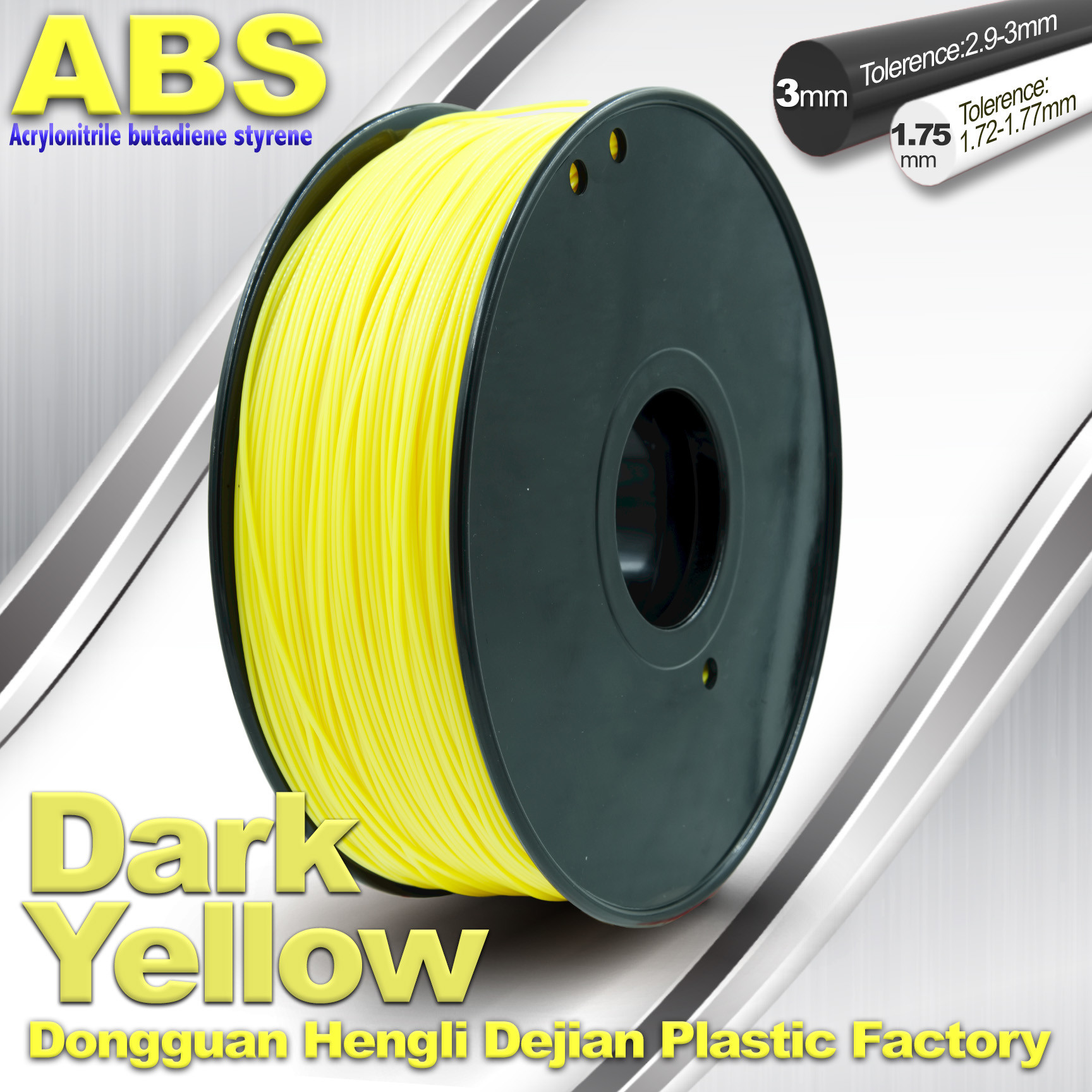 China Dark Yellow ABS  Filament ,  Filament 3D Printing Plastic Material 1.75 / 3mm wholesale