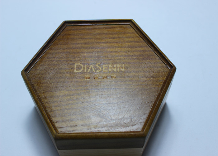 China Dark Solid Wood Standing Jewelry Box , Gift Wood Hexagon Shaped Box wholesale