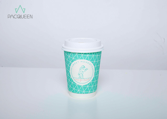 China Heat Insulated Double Wall Paper Cup , Personalised Drinking Cups With Cup Lids wholesale