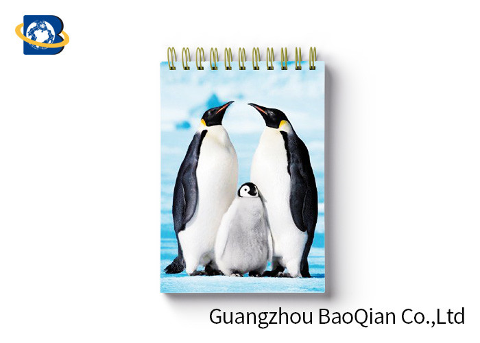 China Penguin Image Notebook Custom Printed Spiral Notebooks 3D Cover High Definition wholesale