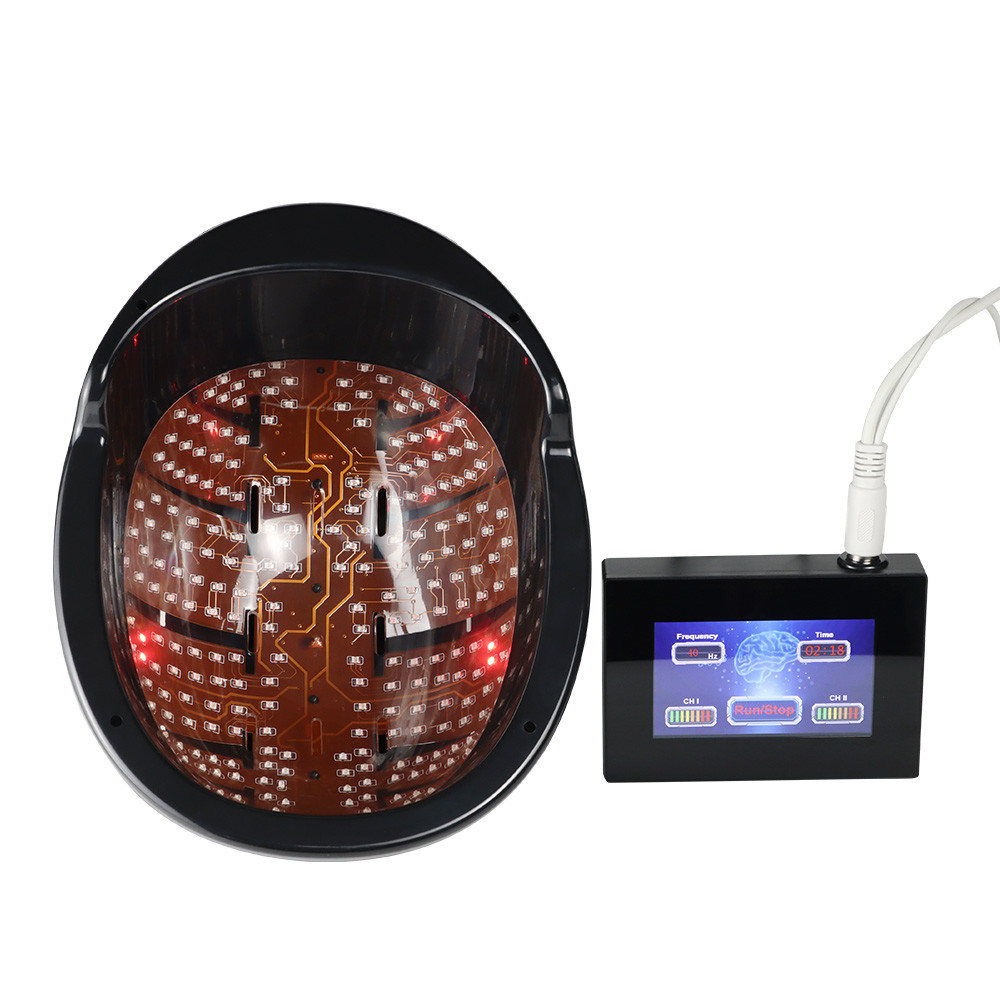 China Transcranial Brain Stimulation Parkinson Treatment Infrared 810nm LED Light Photobiomodualtion Helmet wholesale