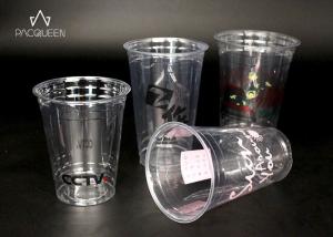 China Iced Drinks Disposable Plastic Cups , Biodegradable Plastic Cups Logo Printing wholesale