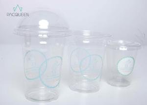China Clear Iced Coffee To Go Cup , Iced Coffee Cups With Lids Flat / Dome wholesale