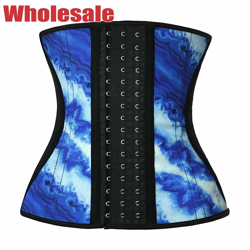 China Mixed Blue Tie Dye Latex Sport Waist Trainer For Women Weight Loss Everyday Wear wholesale