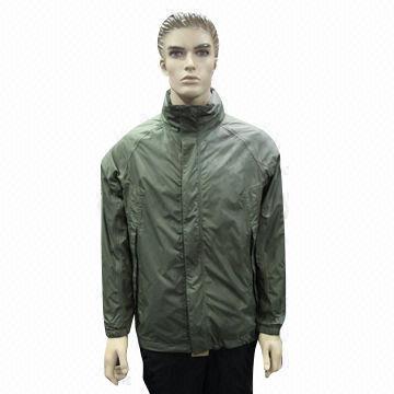 China Men's Windbreaker/Softshell/Casual Jacket with Detachable Hood, Waterproof and Breathable  wholesale